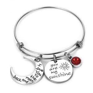 Crescent Moon Charm Bracelet Silver Tone